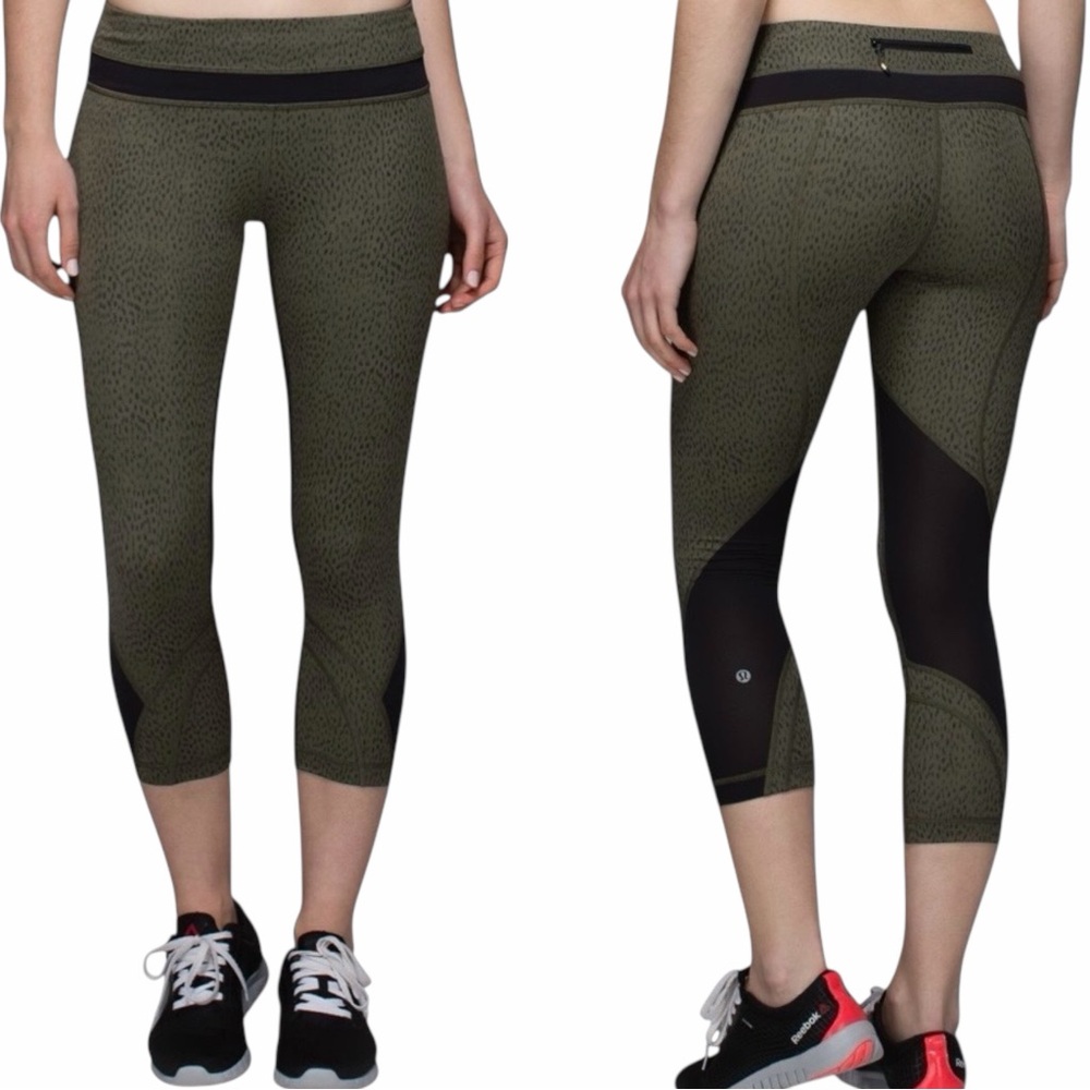 Lululemon Run Inspire Crop II Mesh Dottie Dash Size 4 21”